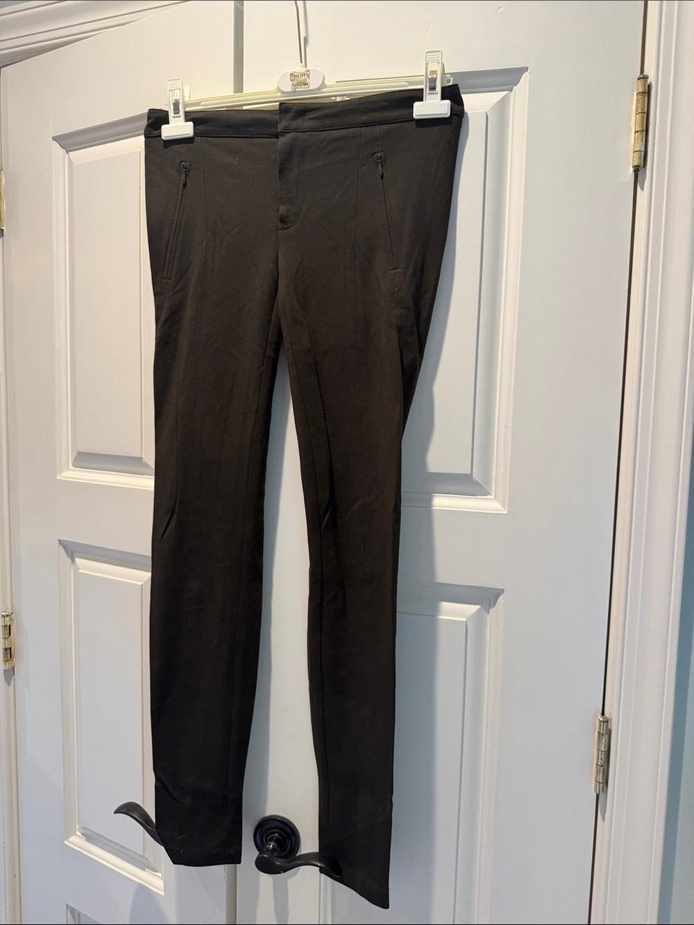 Vince Black Slim Zip-Front Ponte Leggings